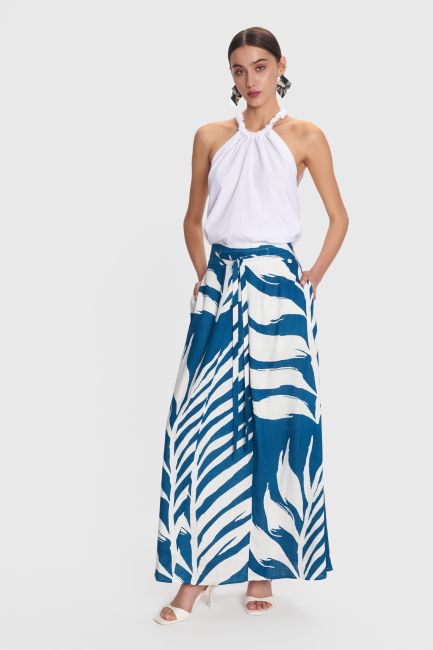 Belted printed maxi skirt - Multicolor