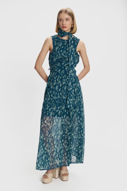 Waisted printed dress - Green