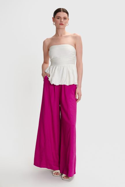 Strapless peplum top - White