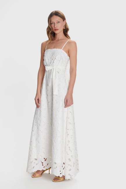 Strapless lace dress - White