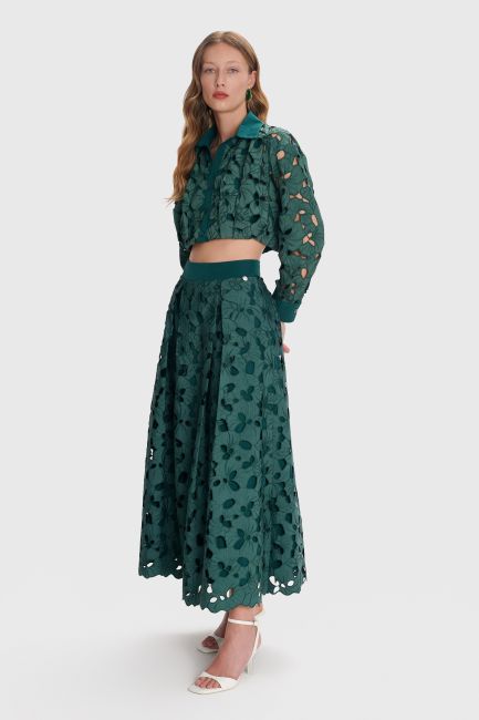 Lace maxi skirt - Green