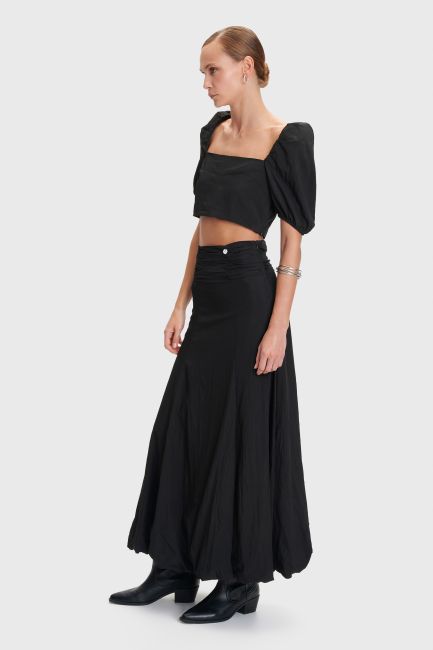 Maxi shirred balloon skirt - Black