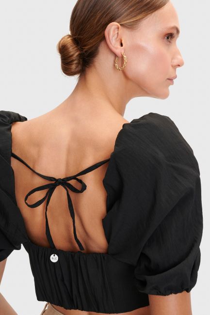 Balloon-sleeve crop top - Black