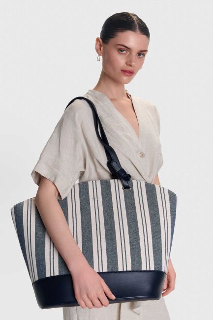 Striped shopper bag - Blue