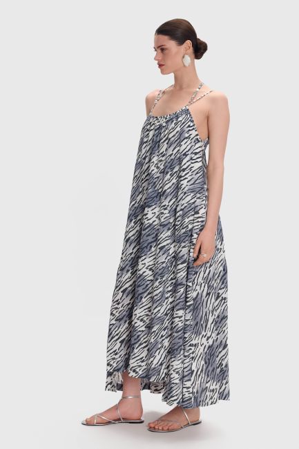 Zebra print maxi dress - White