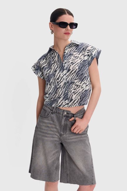 Zebra print short-sleeved shirt - White
