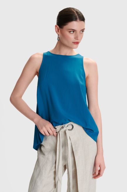 Sleeveless top with back cut out - Blue