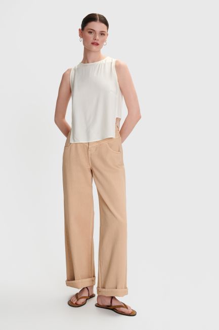 Asymmetrical sleeveless top - White