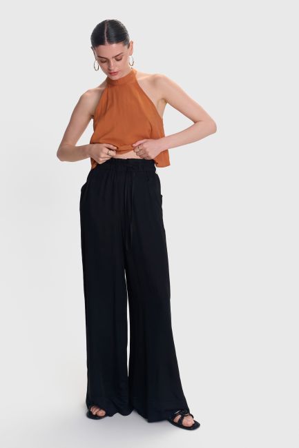 Plain loose fit trousers - Black
