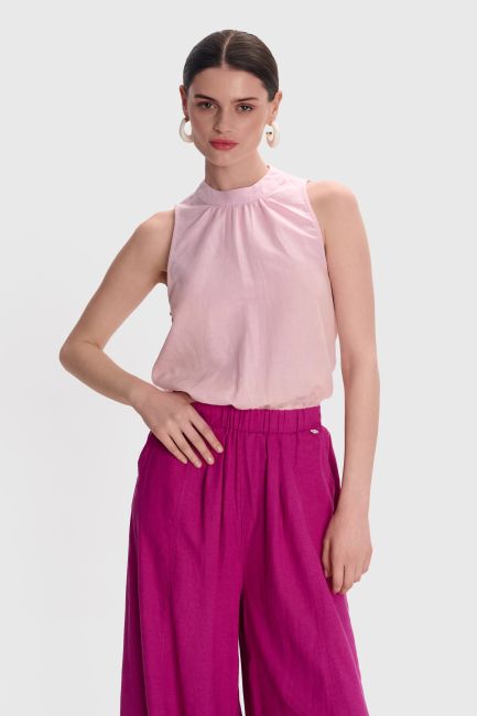 Linen top with slit - Pink