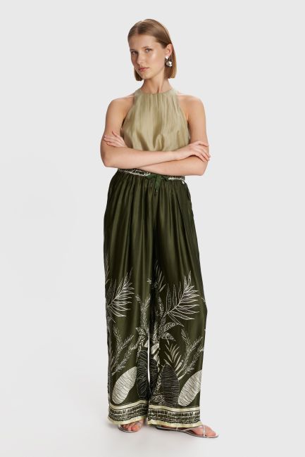 Printed trousers with elastic waist - Multicolor