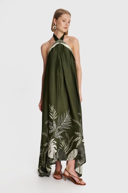Printed maxi satin dress - Multicolor