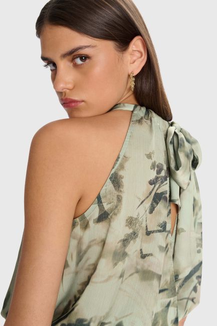 Printed top with back cutout - Multicolor