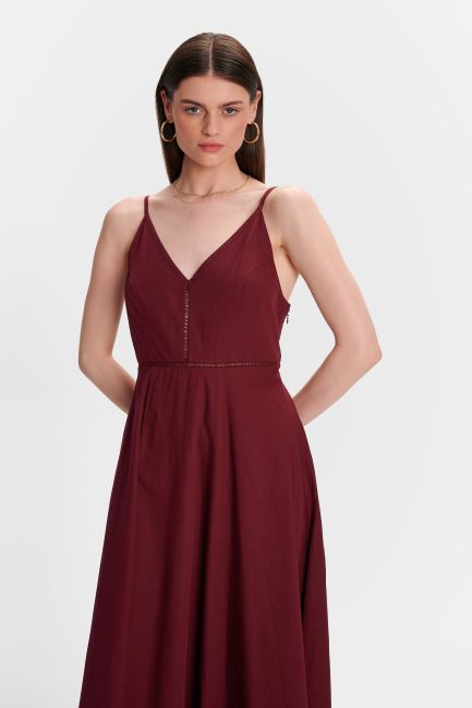Midi dress with straps - Red