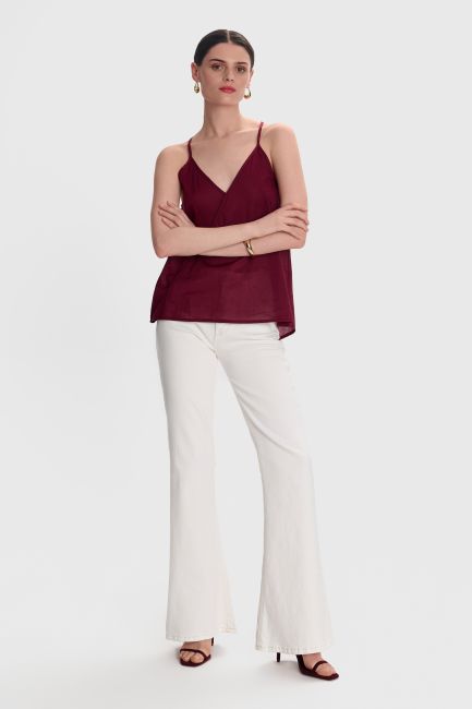 Sleeveless wrap cotton top - Red