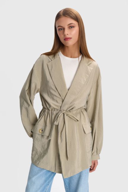 Lightweight belted jacket - Beige