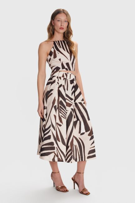 Belted printed midi skirt - Multicolor