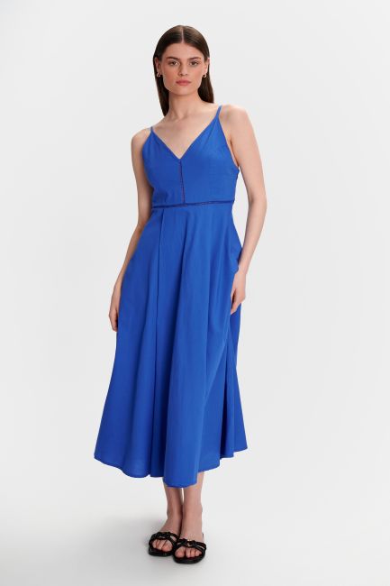 Midi dress with straps - Blue