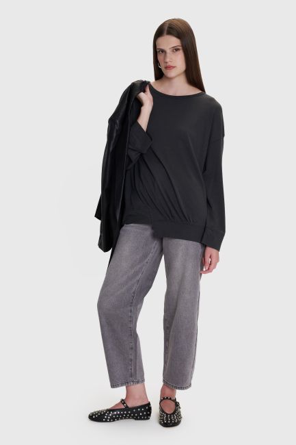 Long-sleeves monochrome blouse - Black