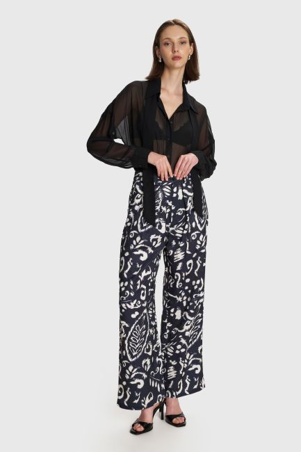 Trousers with abstract print - Black
