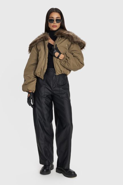 Jacket with detachable fur - Brown