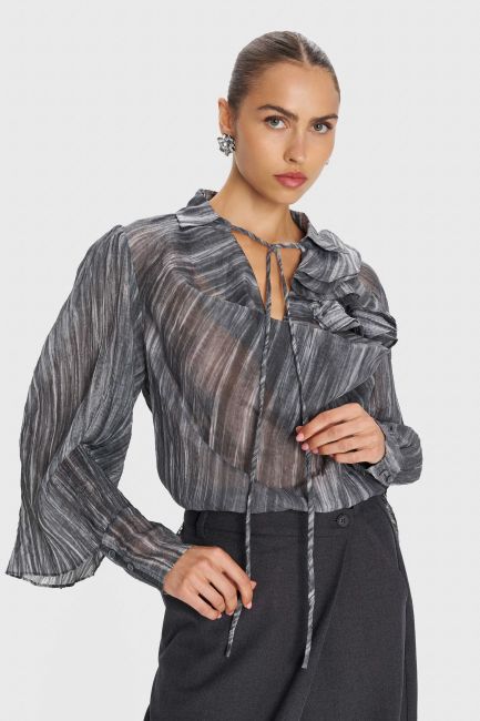 Printed top with flower - Grey