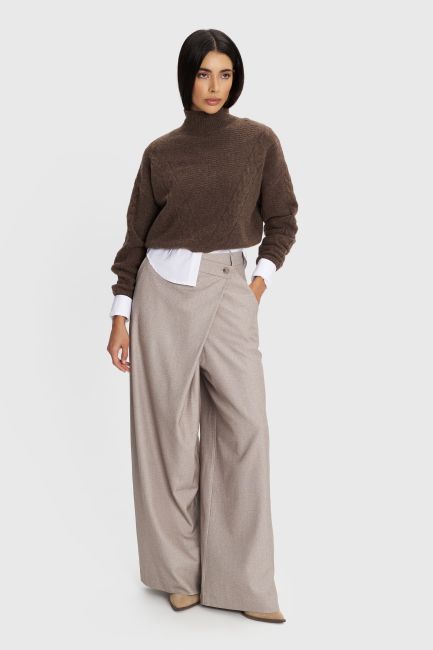 Straight-leg envelope trousers - Beige