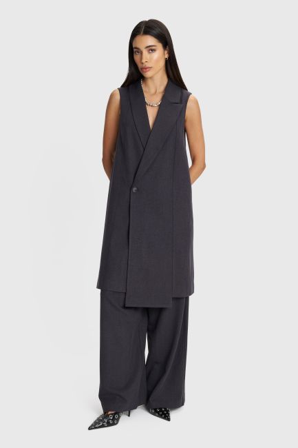 Long sleeveless vest - Grey