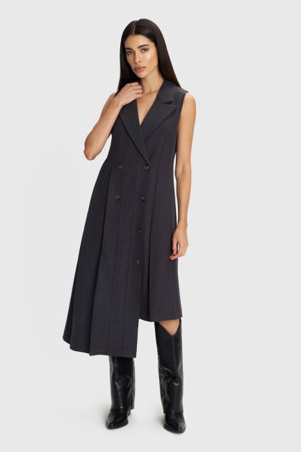 Sleeveless midi asymmetrical dress - Grey