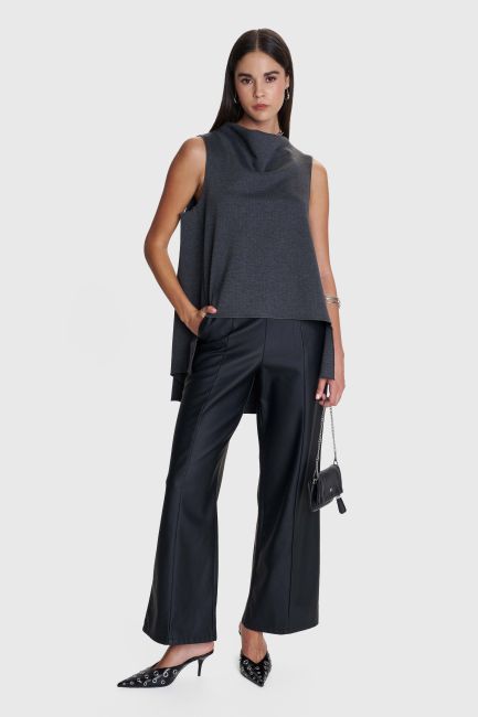 Asymmetric sleeveless blouse - Grey