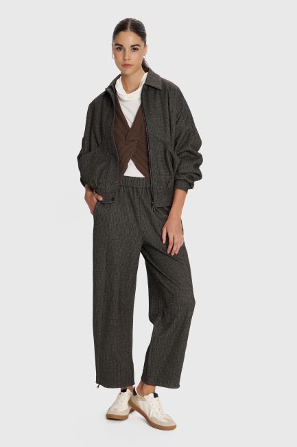 Barrel pants with elastic waist - Brown
