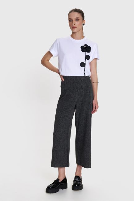 Shiny-effect zip culotte - Grey
