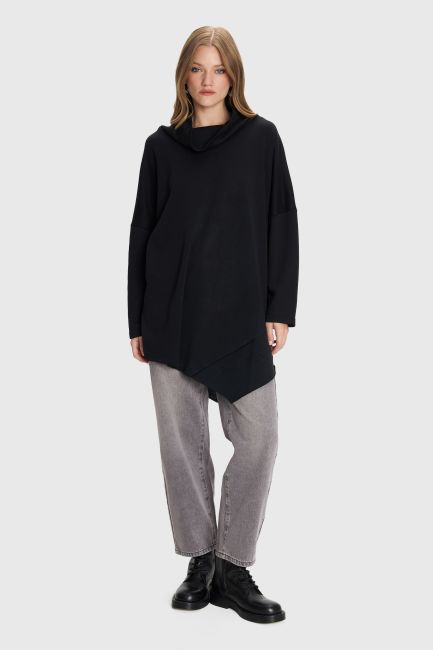 Monochrome asymmetric blouse - Black