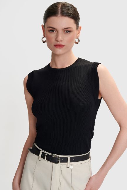 Silver buckle belt - Black