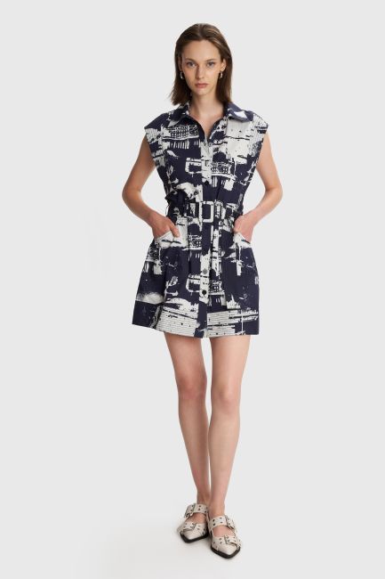 Abstract-print mini dress - Black