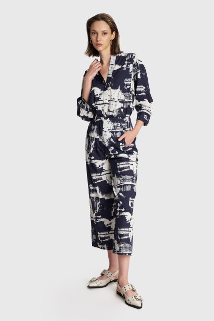 Pants with abstract print - Black