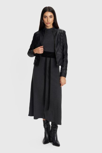 Long-sleeved midi dress - Grey