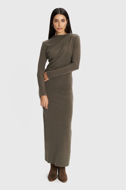 Maxi dress with ruching - Green