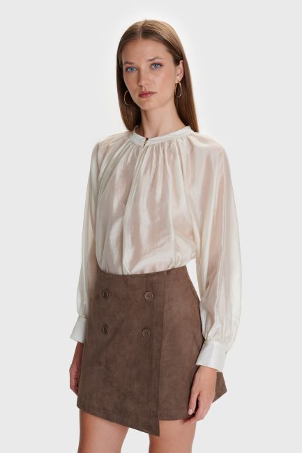Suede-style mini skirt - Brown