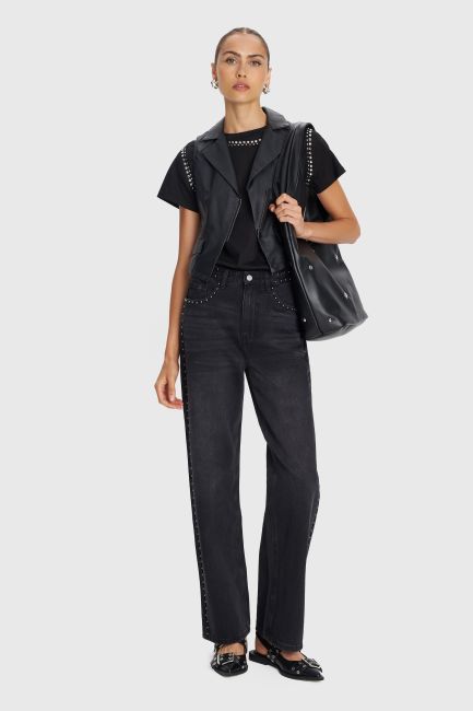 Jeans with silver studs - Black