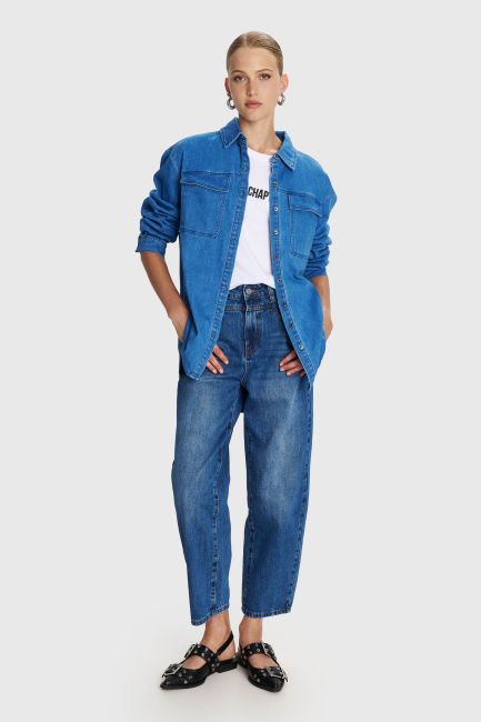 Denim shirt with pockets - Blue