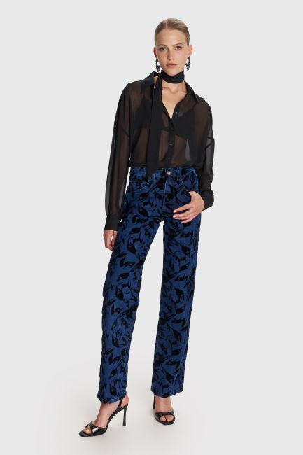 Jeans with velvet designs - Blue