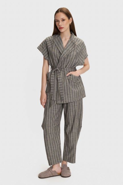 Striped long gillet - Multicolor