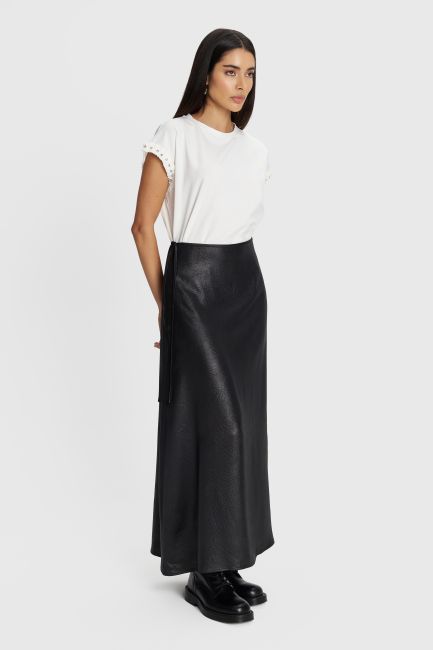 Faux leather maxi skirt - Black