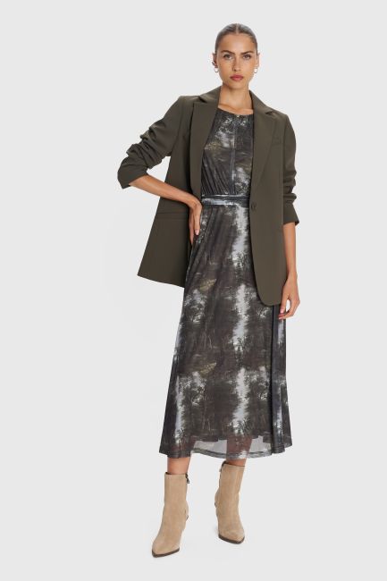 Sheer midi dress with print - Grey