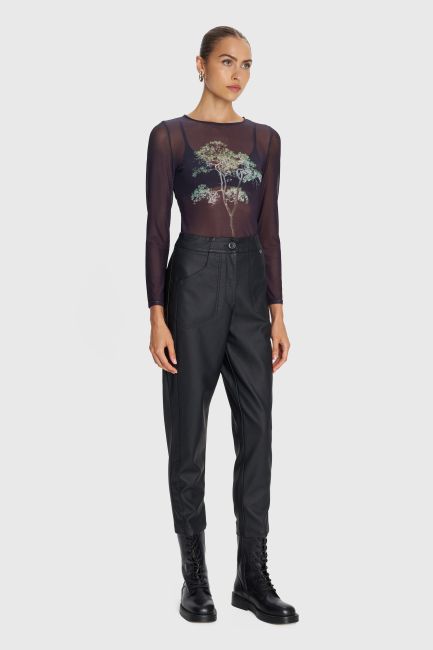 Printed see-through blouse - Black