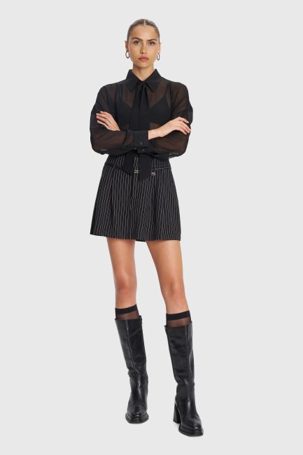 Long-sleeved see-through shirt - Black