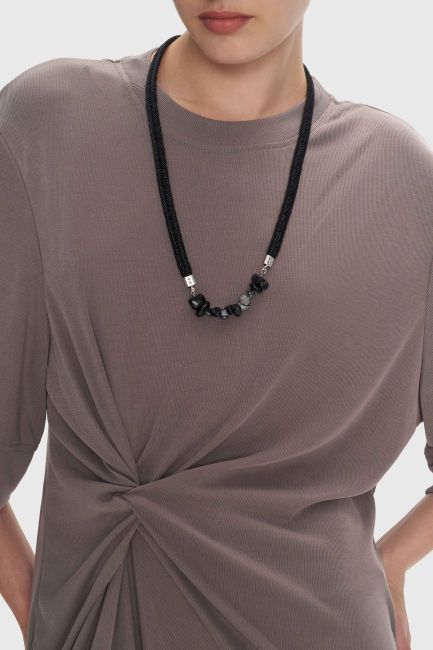 Braided element necklace - Black