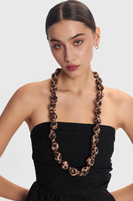 Long leopard necklace - Brown
