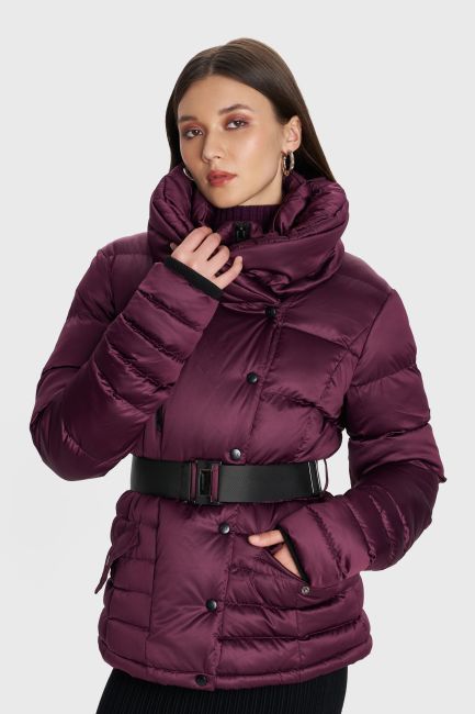 Puffer jacket with belt - Red